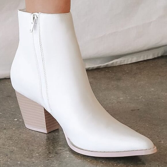 Lulus x Matisse Spirit White and Blonde Pointed Toe Ankle Booties - Size 7M - Picture 2 of 7